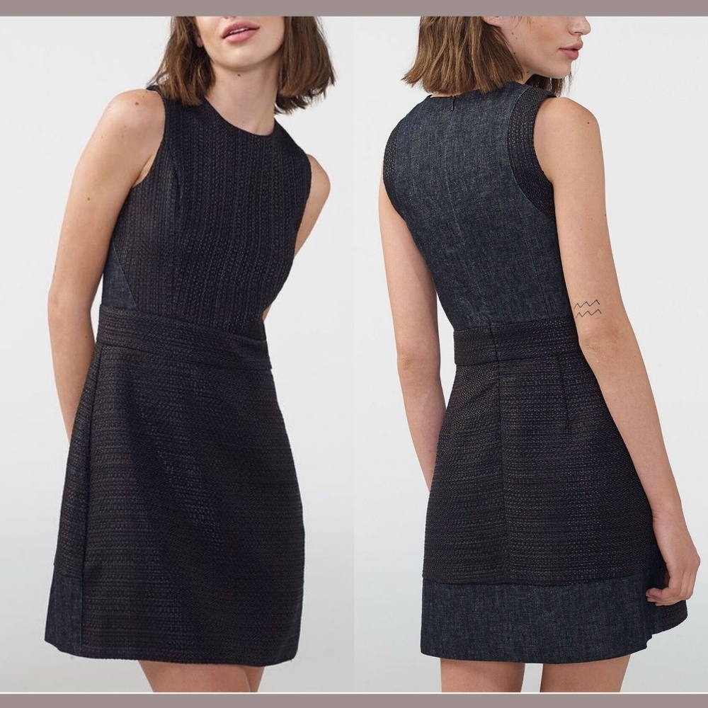 NEW A|X Armani Exchange Pieced Tweed Dress Blue/Black [SZ 12 ]‎